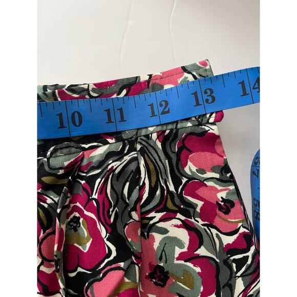 Pendleton Vintage Floral Pleated Rayon Midi Skirt Black‎ Pink USA Size 8 - Picture 6 of 7